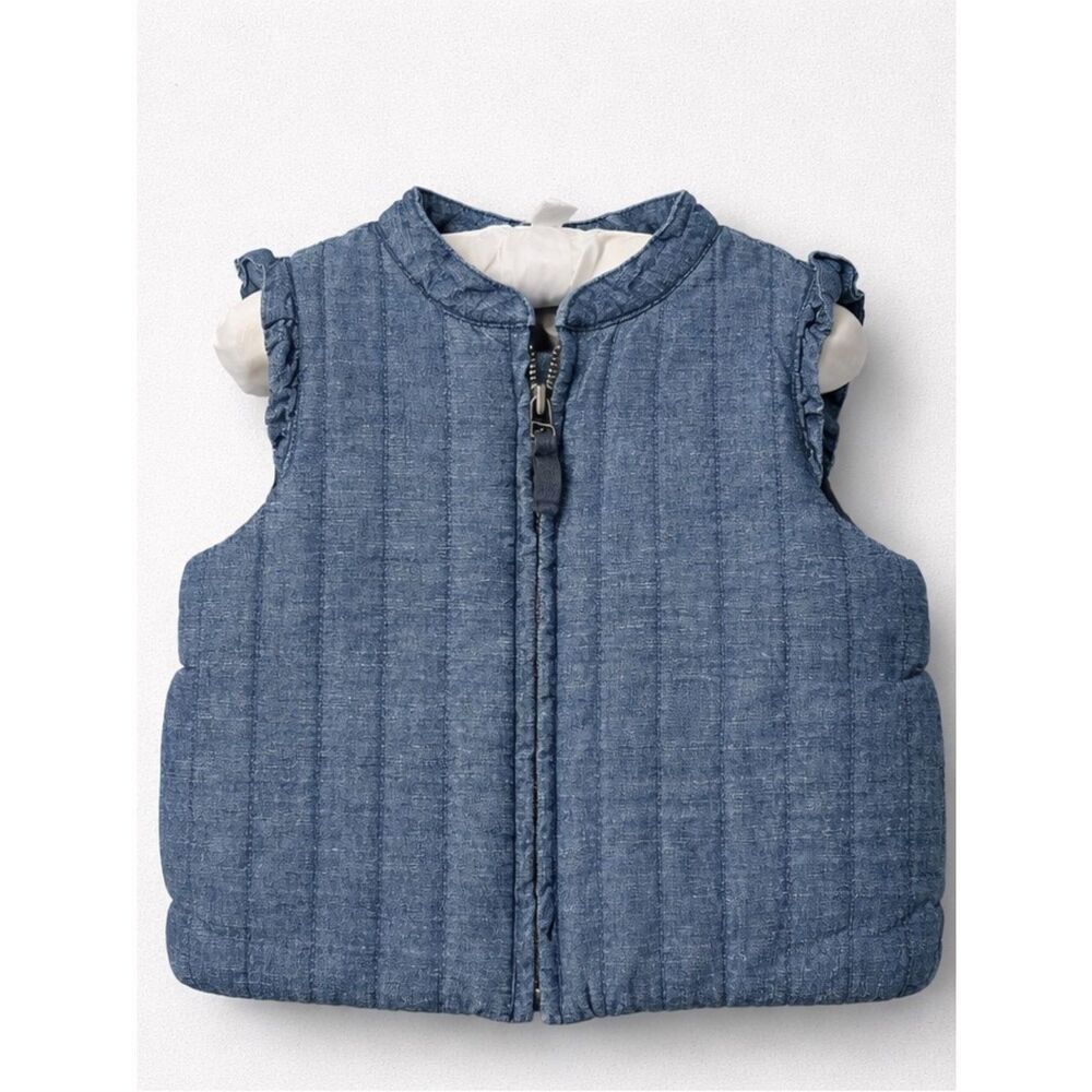 Tea Collection Blue Chambray quilted vest 18-24 months